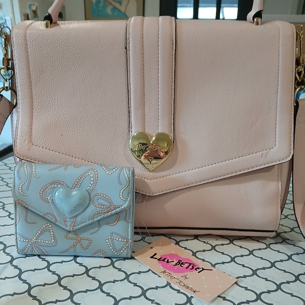 Betsey Johnson Pale Pink Satchel & Wallet